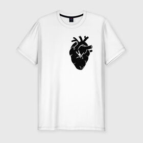 Мужская футболка премиум с принтом Heart Space в Белгороде, 92% хлопок, 8% лайкра | приталенный силуэт, круглый вырез ворота, длина до линии бедра, короткий рукав | анатомия | астронавт | вселенная | звезды | космонавт | космос | сердце