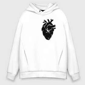 Мужское худи Oversize хлопок с принтом Heart Space в Белгороде, френч-терри — 70% хлопок, 30% полиэстер. Мягкий теплый начес внутри —100% хлопок | боковые карманы, эластичные манжеты и нижняя кромка, капюшон на магнитной кнопке | Тематика изображения на принте: анатомия | астронавт | вселенная | звезды | космонавт | космос | сердце