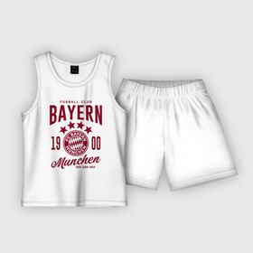 Детская пижама с шортами хлопок с принтом Бавария в Белгороде,  |  | bayern | fc bayern munchen | fcb | бавария | бундеслига | германия | мюнхенская бавария | форма | футбол | футболист | футбольная | футбольный клуб | футбольный клуб бавария мюнхен