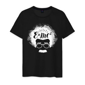 Мужская футболка хлопок с принтом E=MC2 в Белгороде, 100% хлопок | прямой крой, круглый вырез горловины, длина до линии бедер, слегка спущенное плечо. | Тематика изображения на принте: 