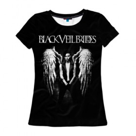 Женская футболка 3D с принтом Black Veil Brides в Белгороде, 100% полиэфир ( синтетическое хлопкоподобное полотно) | прямой крой, круглый вырез горловины, длина до линии бедер | black veil brides | heavy matal | metal | post hardcore | группы | метал | музыка | рок | хэви метал | эмо
