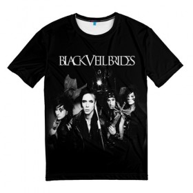 Мужская футболка 3D с принтом Black Veil Brides в Белгороде, 100% полиэфир | прямой крой, круглый вырез горловины, длина до линии бедер | black veil brides | heavy matal | metal | post hardcore | группы | метал | музыка | рок | хэви метал | эмо