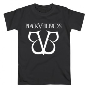 Мужская футболка хлопок с принтом Black Veil Brides в Белгороде, 100% хлопок | прямой крой, круглый вырез горловины, длина до линии бедер, слегка спущенное плечо. | black veil brides | heavy matal | metal | post hardcore | группы | метал | музыка | рок | хэви метал | эмо