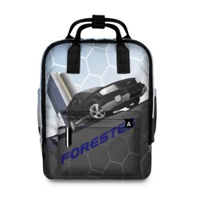 Женский рюкзак 3D с принтом Subaru Forester SF5 в Белгороде, 100% полиэстер | лямки с регулируемой длиной, сверху ручки, чтобы рюкзак нести как сумку. Основное отделение закрывается на молнию, как и внешний карман. Внутри два дополнительных кармана, один из которых закрывается на молнию. По бокам два дополнительных кармашка, куда поместится маленькая бутылочка
 | Тематика изображения на принте: auto | forester | jdm | sf5 | subaru | subaru forester | субару | форестер