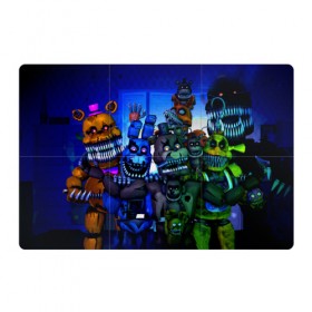 Магнитный плакат 3Х2 с принтом Five Nights At Freddy`s в Белгороде, Полимерный материал с магнитным слоем | 6 деталей размером 9*9 см | five nights at freddys | foxy | аниматроники | игра | компьютерная игра | робот | фокси | фредди | чика