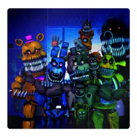 Магнитный плакат 3Х3 с принтом Five Nights At Freddy`s в Белгороде, Полимерный материал с магнитным слоем | 9 деталей размером 9*9 см | five nights at freddys | foxy | аниматроники | игра | компьютерная игра | робот | фокси | фредди | чика
