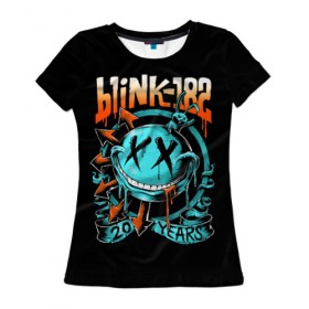 Женская футболка 3D с принтом Blink 182 в Белгороде, 100% полиэфир ( синтетическое хлопкоподобное полотно) | прямой крой, круглый вырез горловины, длина до линии бедер | punk | группы | кролик | музыка | панк
