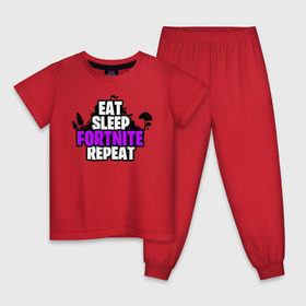 Детская пижама хлопок с принтом Eat Sleep Fortnite Repeat в Белгороде, 100% хлопок |  брюки и футболка прямого кроя, без карманов, на брюках мягкая резинка на поясе и по низу штанин
 | Тематика изображения на принте: eat | fortnite | game | gamer | repeat | sleep | twitch | игра | игрок | твич | форнайт | фортнайт