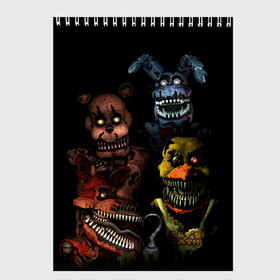 Скетчбук с принтом Five Nights At Freddys в Белгороде, 100% бумага
 | 48 листов, плотность листов — 100 г/м2, плотность картонной обложки — 250 г/м2. Листы скреплены сверху удобной пружинной спиралью | five nights at freddys | foxy | аниматроники | игра | компьютерная игра | робот | фокси | фредди | чика