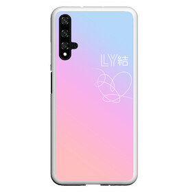 Чехол для Honor 20 с принтом BTS LOVE YOURSELF в Белгороде, Силикон | Область печати: задняя сторона чехла, без боковых панелей | bangtan boys | bt21 | bts | bts army | bts stickers | j hope | jimin | jin | jungkook | k pop | rap monster | rapmon | suga | v | бтс | корея | стикеры bts