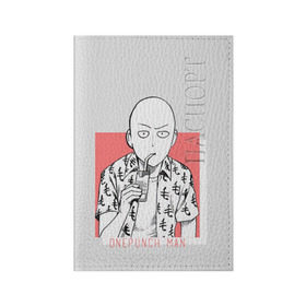 Обложка для паспорта матовая кожа с принтом Saitama (One-Punch Man) Ванпач в Белгороде, натуральная матовая кожа | размер 19,3 х 13,7 см; прозрачные пластиковые крепления | ванпач | ванпачнем | оппаи