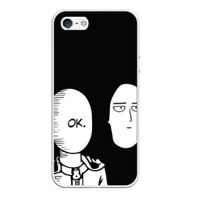 Чехол для iPhone 5/5S матовый с принтом Saitama (One-Punch Man) в Белгороде, Силикон | Область печати: задняя сторона чехла, без боковых панелей | man | one punch | saitama | ванпач | ванпачмен | генос