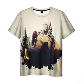 Мужская футболка 3D с принтом Saitama (One-Punch Man) в Белгороде, 100% полиэфир | прямой крой, круглый вырез горловины, длина до линии бедер | Тематика изображения на принте: man | one punch | saitama | ванпач | ванпачмен