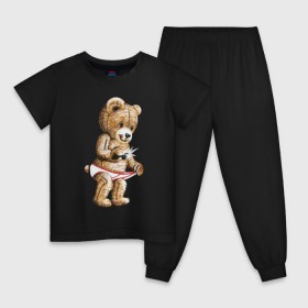 Детская пижама хлопок с принтом Nasty bear в Белгороде, 100% хлопок |  брюки и футболка прямого кроя, без карманов, на брюках мягкая резинка на поясе и по низу штанин
 | медведь | мишка | плюшевый | селфи | тедди