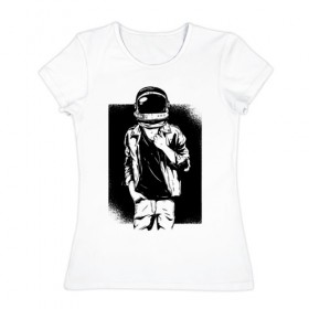 Женская футболка хлопок с принтом Астронавт в Белгороде, 100% хлопок | прямой крой, круглый вырез горловины, длина до линии бедер, слегка спущенное плечо | астронавт | космонавт | космос
