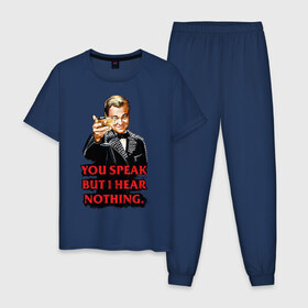 Мужская пижама хлопок с принтом Gatsby в Белгороде, 100% хлопок | брюки и футболка прямого кроя, без карманов, на брюках мягкая резинка на поясе и по низу штанин
 | Тематика изображения на принте: leonardo dicaprio | the great gatsby | великий гэтсби | леонардо дикаприо