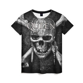 Женская футболка 3D с принтом Queen в Белгороде, 100% полиэфир ( синтетическое хлопкоподобное полотно) | прямой крой, круглый вырез горловины, длина до линии бедер | queen | брайан мэи | британская | группа | джон дикон | королева | роджер тейлор | рок | фредди меркьюри