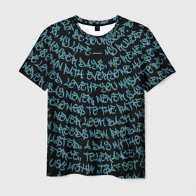 Мужская футболка 3D с принтом Каллиграфити в Белгороде, 100% полиэфир | прямой крой, круглый вырез горловины, длина до линии бедер | арт | буквы | граффити | каллиграфия | лампас | неон | покрас | слова | стритарт | текст | улица