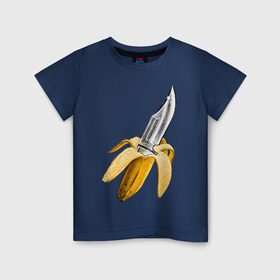 Детская футболка хлопок с принтом BANANA в Белгороде, 100% хлопок | круглый вырез горловины, полуприлегающий силуэт, длина до линии бедер | Тематика изображения на принте: banana | knife | pop art | банан | нож | оружие | поп арт