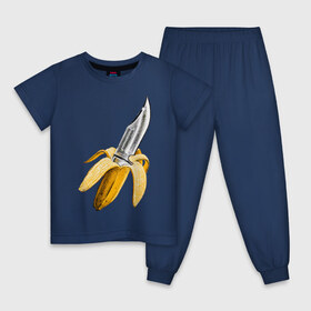 Детская пижама хлопок с принтом BANANA в Белгороде, 100% хлопок |  брюки и футболка прямого кроя, без карманов, на брюках мягкая резинка на поясе и по низу штанин
 | Тематика изображения на принте: banana | knife | pop art | банан | нож | оружие | поп арт