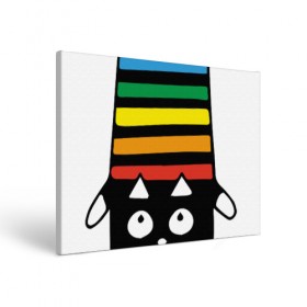 Холст прямоугольный с принтом Rainbow cat в Белгороде, 100% ПВХ |  | black | cat | cool | creative | dark | design | halloween | hype | kitten | rainbow | vanguard | авангард | дизайн | кот | котенок | кошка | креатив | круто | радуга | темный | хайп | хэллоуин | черный