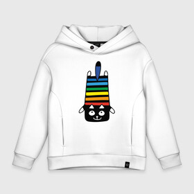 Детское худи Oversize хлопок с принтом Rainbow cat в Белгороде, френч-терри — 70% хлопок, 30% полиэстер. Мягкий теплый начес внутри —100% хлопок | боковые карманы, эластичные манжеты и нижняя кромка, капюшон на магнитной кнопке | black | cat | cool | creative | dark | design | halloween | hype | kitten | rainbow | vanguard | авангард | дизайн | кот | котенок | кошка | креатив | круто | радуга | темный | хайп | хэллоуин | черный