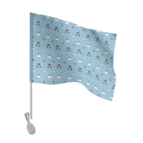 Флаг для автомобиля с принтом Бульки вниз головой в Белгороде, 100% полиэстер | Размер: 30*21 см | Тематика изображения на принте: английский | бульдог | пес | собака | французский