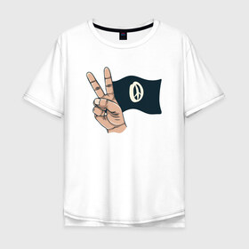 Мужская футболка хлопок Oversize с принтом Peace в Белгороде, 100% хлопок | свободный крой, круглый ворот, “спинка” длиннее передней части | peace | мир | мир во всем мире | пис | хиппи