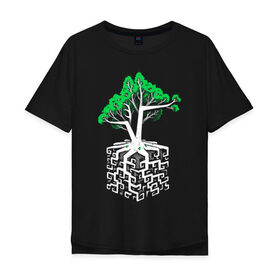 Мужская футболка хлопок Oversize с принтом Квадратный корень в Белгороде, 100% хлопок | свободный крой, круглый ворот, “спинка” длиннее передней части | mathematica | алгебра | геометрия | дерево | квадрат | корни | крона | математик | математика | наука | технарь