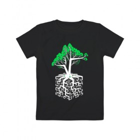 Детская футболка хлопок с принтом Квадратный корень в Белгороде, 100% хлопок | круглый вырез горловины, полуприлегающий силуэт, длина до линии бедер | mathematica | алгебра | геометрия | дерево | квадрат | корни | крона | математик | математика | наука | технарь