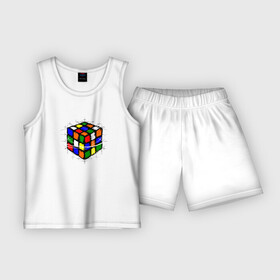 Детская пижама с шортами хлопок с принтом Кубик Рубика в Белгороде,  |  | Тематика изображения на принте: mathematica | магия. формулы | математик | математика | наука | технарь