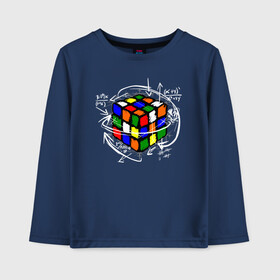 Детский лонгслив хлопок с принтом Кубик Рубика в Белгороде, 100% хлопок | круглый вырез горловины, полуприлегающий силуэт, длина до линии бедер | mathematica | магия. формулы | математик | математика | наука | технарь