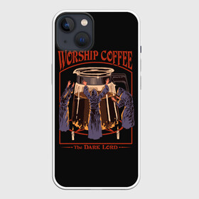 Чехол для iPhone 13 с принтом Worship Coffee в Белгороде,  |  | 80 е | 80s | 90 е | 90s | oldschool | retro | retrowave | stranger thing | vintage | винтаж | олдскул | ретро | ретровейв | странные дела