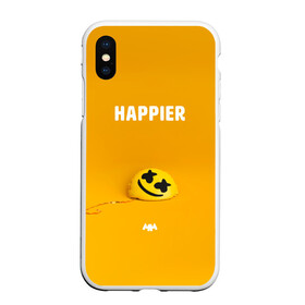 Чехол для iPhone XS Max матовый с принтом Marshmello Happier в Белгороде, Силикон | Область печати: задняя сторона чехла, без боковых панелей | christopher | comstock | dj | dotcom | friends | marshmallow | marshmello | usa | диджей | друзья | комсток | крис | маршмэллоу | продюсер | сша