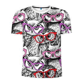 Мужская футболка 3D спортивная с принтом Совы в Белгороде, 100% полиэстер с улучшенными характеристиками | приталенный силуэт, круглая горловина, широкие плечи, сужается к линии бедра | birds | li | night | owls | predators | red | белый | взгляд | горошек | графика | картинка | красивый | красный | крутой | лучший | мода | модный | молодёжная | ночные | очки | птицы | рисунок | розовый | сила | сиреневый