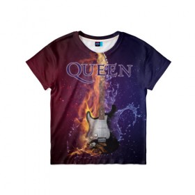 Детская футболка 3D с принтом Queen в Белгороде, 100% гипоаллергенный полиэфир | прямой крой, круглый вырез горловины, длина до линии бедер, чуть спущенное плечо, ткань немного тянется | queen | брайан мэи | британская | группа | джон дикон | королева | роджер тейлор | рок | фредди меркьюри