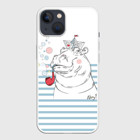 Чехол для iPhone 13 с принтом Бегемот моряк в Белгороде,  |  | a | blush | bubbles | cap | deck | hippo | pipe | sailor | sea | ship | smokes | stripes | бегемот | графика | детский | искусство | картинка | корабль | крутой | лучший | мода | модный | молодёжная | море | моряк | палуба | пилотка | полосы