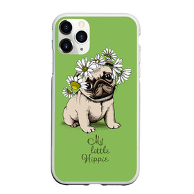 Чехол для iPhone 11 Pro Max матовый с принтом My little hippie в Белгороде, Силикон |  | breed | dog | hippie | kid | little | my | pug | puppy | wreath | венок | графика | зелёный | картинка | красивый | крутой | лучший | маленький | малыш | мода | модный | мой | молодёжная | мопс | порода | рисунок | ромашки | собака