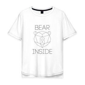 Мужская футболка хлопок Oversize с принтом Внутри медведь в Белгороде, 100% хлопок | свободный крой, круглый ворот, “спинка” длиннее передней части | Тематика изображения на принте: животное | зверь | медведь | мишка | россия