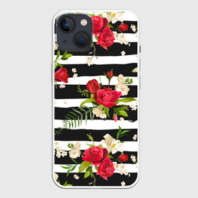 Чехол для iPhone 13 с принтом Розы и орхидеи в Белгороде,  |  | flowers | orchi | roses | белый | букеты | графика | зелёный | искусство | картинка | красивый | красный | крутой | листья | мода | модный | молодёжная | орнамент | орхидеи | полосы | рисунок | розы | рукоделие