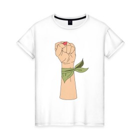 Женская футболка хлопок с принтом Феминизм в Белгороде, 100% хлопок | прямой крой, круглый вырез горловины, длина до линии бедер, слегка спущенное плечо | fame | девушка | женщина | права | феминистки