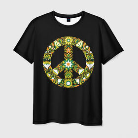 Мужская футболка 3D с принтом Пацифист в Белгороде, 100% полиэфир | прямой крой, круглый вырез горловины, длина до линии бедер | flowers | pa | ветки | графика | знак | искусство | картинка | красивый | крутой | листья | логотип | мода | модный | молодёжная | орнамент | пацифист | полосатый | рисунок | розы | рукоделие | символ | стиль