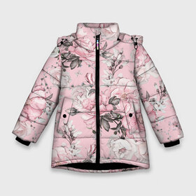 Зимняя куртка для девочек 3D с принтом Розовые розы в Белгороде, ткань верха — 100% полиэстер; подклад — 100% полиэстер, утеплитель — 100% полиэстер. | длина ниже бедра, удлиненная спинка, воротник стойка и отстегивающийся капюшон. Есть боковые карманы с листочкой на кнопках, утяжки по низу изделия и внутренний карман на молнии. 

Предусмотрены светоотражающий принт на спинке, радужный светоотражающий элемент на пуллере молнии и на резинке для утяжки. | bouquets | color | gray | leave | lowers | ornament | patterns | pink | roses | букеты | графика | искусство | картинка | красивый | крутой | листья | мода | модный | молодёжная | орнамент | рисунок | розовые | розы | рукоделие | серый