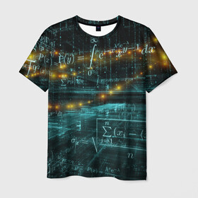Мужская футболка 3D с принтом Формулы в пространстве в Белгороде, 100% полиэфир | прямой крой, круглый вырез горловины, длина до линии бедер | Тематика изображения на принте: mathematica | алгебра | геометрия | математик | математика | наука | технарь | формула