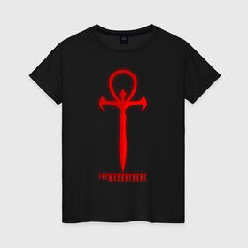 Женская футболка хлопок с принтом Символ Маскарада в Белгороде, 100% хлопок | прямой крой, круглый вырез горловины, длина до линии бедер, слегка спущенное плечо | blood | bloodlines | game | the masquerade | vampire | вампир | капли | кровь | маскарад