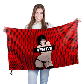 Флаг 3D с принтом HENTAI CHAN #3 в Белгороде, 100% полиэстер | плотность ткани — 95 г/м2, размер — 67 х 109 см. Принт наносится с одной стороны | Тематика изображения на принте: 