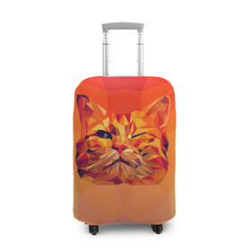Чехол для чемодана 3D с принтом Подмигивающий кот (Low Poly) в Белгороде, 86% полиэфир, 14% спандекс | двустороннее нанесение принта, прорези для ручек и колес | cat | fox | kitty | low | lowpoly | poly | веселая | геометрия | грозовой кошак | желтая | кот | котейка | котофей | кошак | лиса | любителям кошек | низкополигональный | позитив | прикольная | рисунок | рыжая | узор