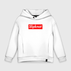 Детское худи Oversize хлопок с принтом Slipknot (supreme style) в Белгороде, френч-терри — 70% хлопок, 30% полиэстер. Мягкий теплый начес внутри —100% хлопок | боковые карманы, эластичные манжеты и нижняя кромка, капюшон на магнитной кнопке | streetwear | комбинезоны | маски | ню метал | петля | плашка | стритстайл | удавка | уличный