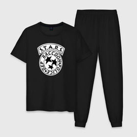 Мужская пижама хлопок с принтом S.T.A.R.S. RACCOON CITY в Белгороде, 100% хлопок | брюки и футболка прямого кроя, без карманов, на брюках мягкая резинка на поясе и по низу штанин
 | ada wong | biohazard | game | gamer | leon | logo | mistic | raccoon city | re2 | resident evil 2 | rpd | stars | umbrella | ада вонг | амбрелла | зомби | игра | мистика | ужасы