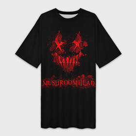 Платье-футболка 3D с принтом Mushroomhead в Белгороде,  |  | ac dc | disturbed | linkin park | lp | metal | metallica | mushroomhead | music | pop | rap | rock | slipknot | song | метал | музыка | рок